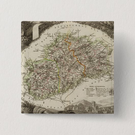 Dept. De La Hte Saone Vierkante Button 5,1 Cm (Voorkant)