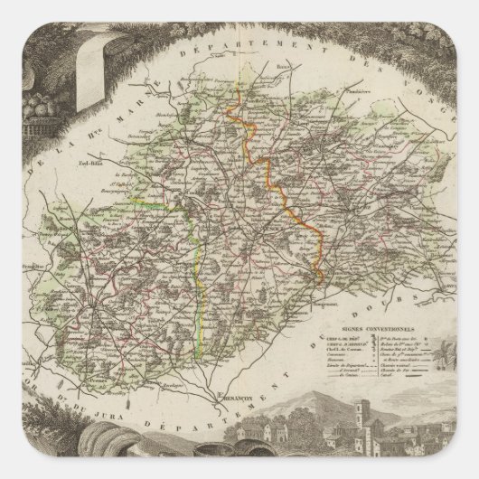 Dept. De La Hte Saone Vierkante Sticker (Voorkant)