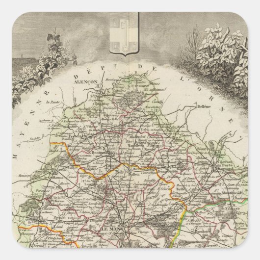 Dept. De La Sarthe Vierkante Sticker (Voorkant)