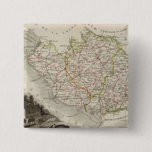 Dept. De La Vendee Vierkante Button 5,1 Cm (Voorkant)