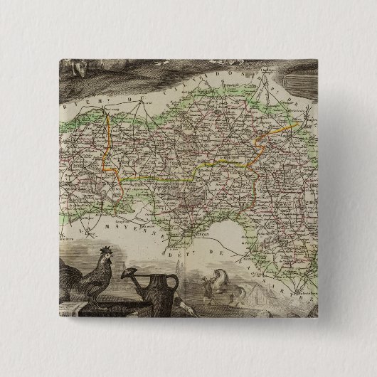 Dept. De L'Orne Vierkante Button 5,1 Cm (Voorkant)