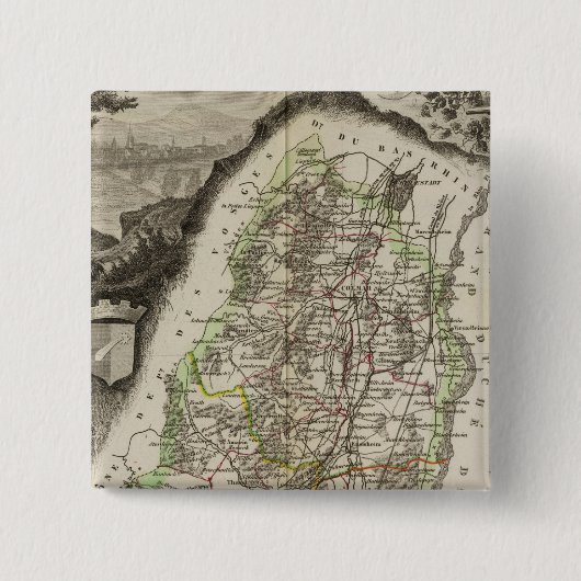 Dept. Du Haut Rhin Vierkante Button 5,1 Cm (Voorkant)