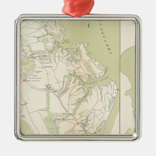 Dept of Virginia, Yorktown naar Williamsburg Metalen Ornament (Voorkant)