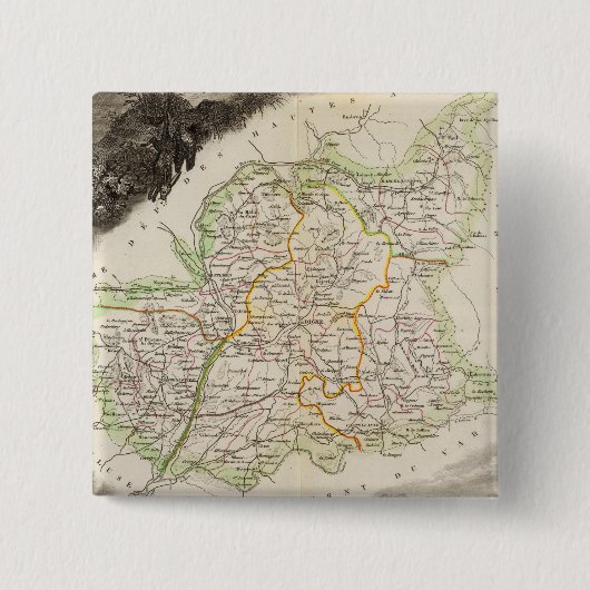Dept over lage Alpen Vierkante Button 5,1 Cm (Voorkant)