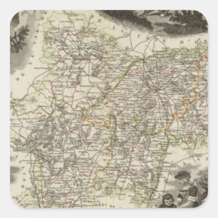 Dept Saone et Loire Vierkante Sticker