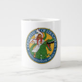 Dept. van Onderwijs - Jezus op een T-Rex Grote Koffiekop (Voorkant)