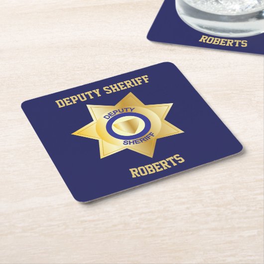 Deputy Sheriff Gold Star Aangepast Kartonnen Onderzetters (Schuin)