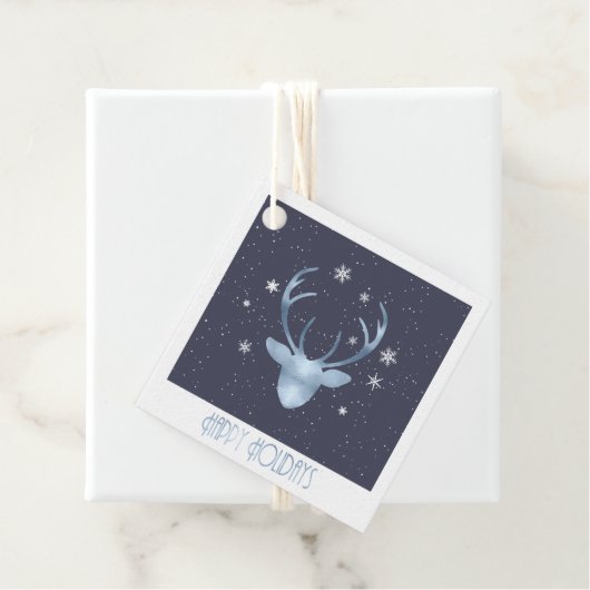 Der Antlers kerstblauw ID861 Bedankjes Labels (In situ)