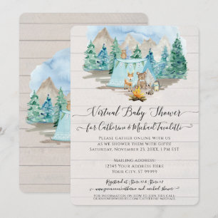 Der Beer Rustic Wood Virtual Baby shower Kaart