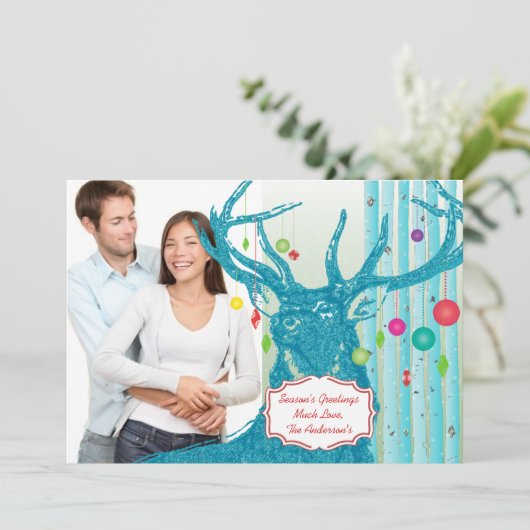 Der Birch Tree-kerstkaart Feestdagenkaart (Staand voorkant)