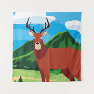 Der blij herfst seizoen flat designanimal, kunst, wandkleed