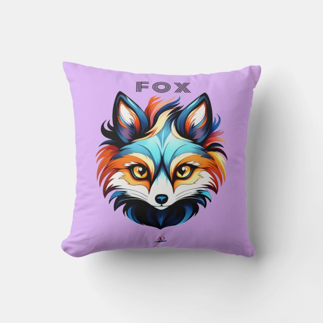 Der Bunte Fuchs - Kopf Portrait Kussen (Voorkant)