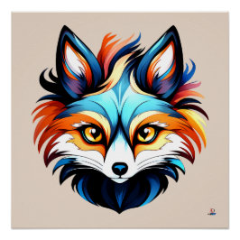 Der Bunte Fuchs - Kopf Portrait Perfect Poster
