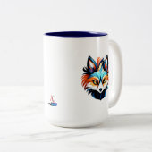 Der Bunte Fuchs - Kopf Portrait Tweekleurige Koffiemok (Voorkant rechts)