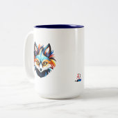 Der Bunte Fuchs - Kopf Portrait Tweekleurige Koffiemok (Voorkant links)