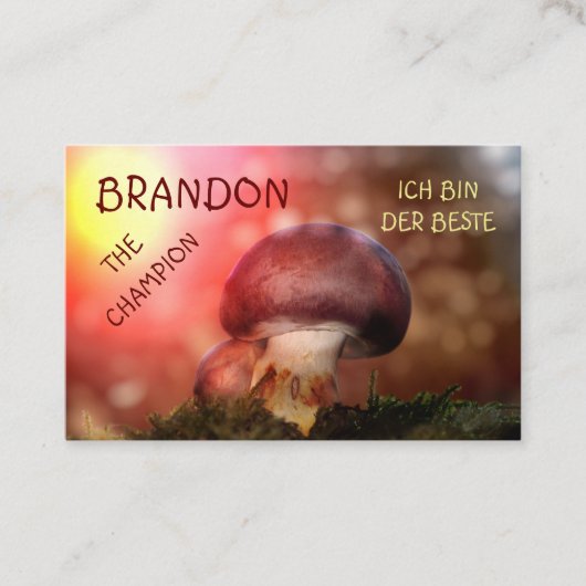 Der  Campion mit dem Champignon Visitekaartje (Voorkant)