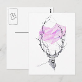 Der en roze geometrische harttekening Dierkunst Briefkaart