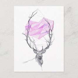 Der en roze geometrische harttekening Dierkunst Briefkaart