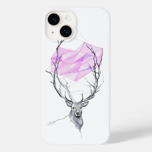 Der en roze geometrische harttekening Dierkunst Case-Mate iPhone Case (Achterkant)