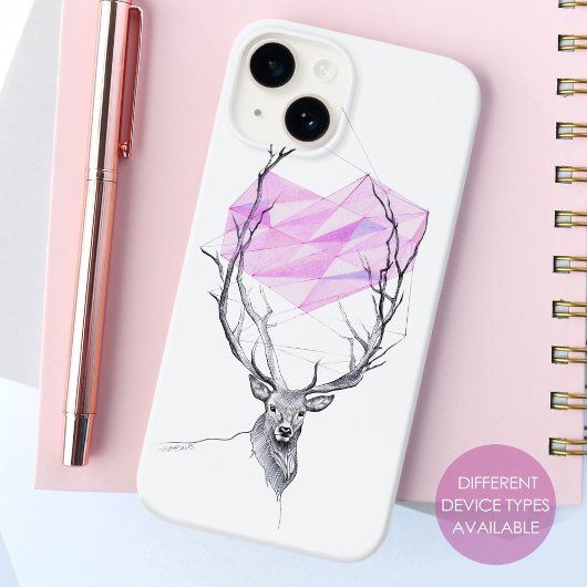 Der en roze geometrische harttekening Dierkunst Case-Mate iPhone Case