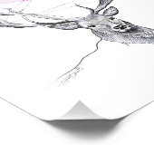 Der en roze geometrische harttekening Dierkunst Foto Afdruk (Hoek)