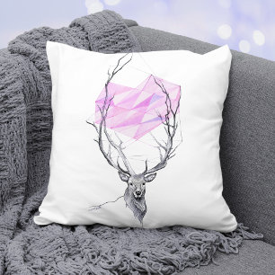 Der en roze geometrische harttekening Dierkunst Kussen