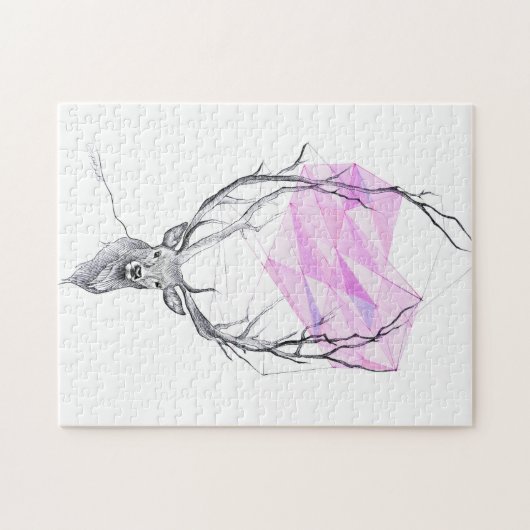 Der en roze geometrische harttekening Dierkunst Legpuzzel (Horizontaal)