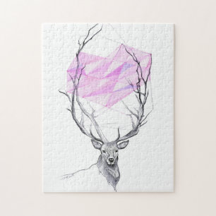 Der en roze geometrische harttekening Dierkunst Legpuzzel