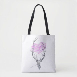 Der en roze geometrische harttekening Dierkunst Tote Bag