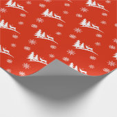 Der- en Snowflakes, rood kerstpapier Cadeaupapier (Hoek)