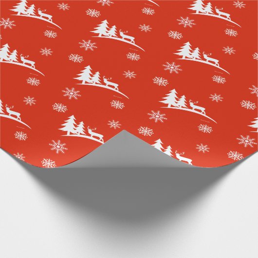 Der- en Snowflakes, rood kerstpapier Cadeaupapier (Hoek)