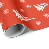 Der- en Snowflakes, rood kerstpapier Cadeaupapier (Rol Hoek)