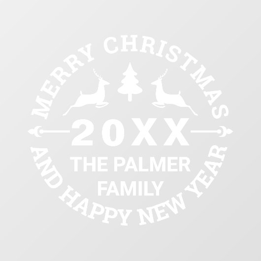 Der en tree Merry Kerstmis voeg naam toe Raamsticker (Vel)