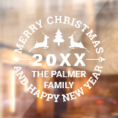 Der en tree Merry Kerstmis voeg naam toe Raamsticker (Vel 2)