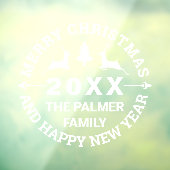 Der en tree Merry Kerstmis voeg naam toe Raamsticker (Vel 3)