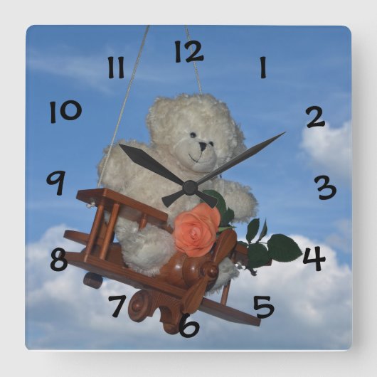 Der fliegende Teddy - Bär Vierkante Klok (Voorkant)
