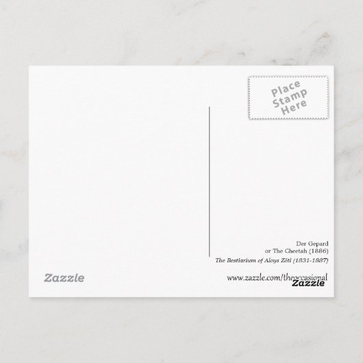 Der Gepard of The Cheetah (1886) Briefkaart (Achterkant)