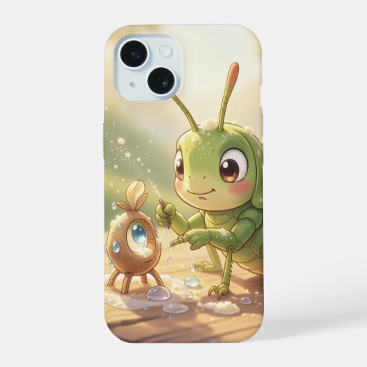 Der Grashüpfer und das Nektarkunstwerk.2 iPhone 15 Case (Achterkant)