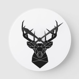 Der Head Geometric Ai File Deer Silhouette Stag P Ronde Klok