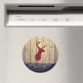 Der Head met Antlers op Faux Wood Birthday Magneet (Insitu (Vaatwasser))