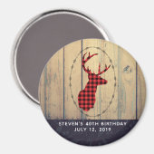 Der Head met Antlers op Faux Wood Birthday Magneet (Voorkant / Achterkant)
