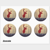 Der Head met Antlers op Faux Wood Birthday Ronde Sticker (Vel)