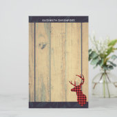 Der Head met Antlers op Faux Wood Briefpapier (Staand voorkant)
