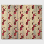 Der Head met Antlers op Faux Wood Cadeaupapier (Vlak)