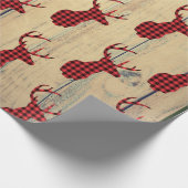Der Head met Antlers op Faux Wood Cadeaupapier (Hoek)