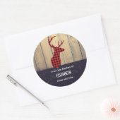 Der Head met Antlers op Faux Wood Kitchen Ronde Sticker (Envelop)