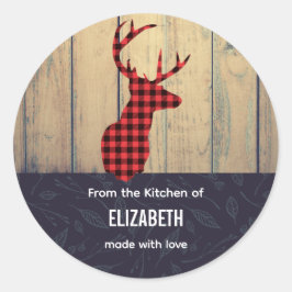 Der Head met Antlers op Faux Wood Kitchen Ronde Sticker
