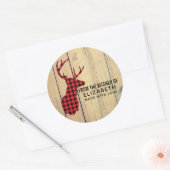 Der Head met Antlers op Faux Wood Kitchen Ronde Sticker (Envelop)