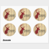 Der Head met Antlers op Faux Wood Kitchen Ronde Sticker (Vel)