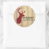 Der Head met Antlers op Faux Wood Kitchen Ronde Sticker (Tas)